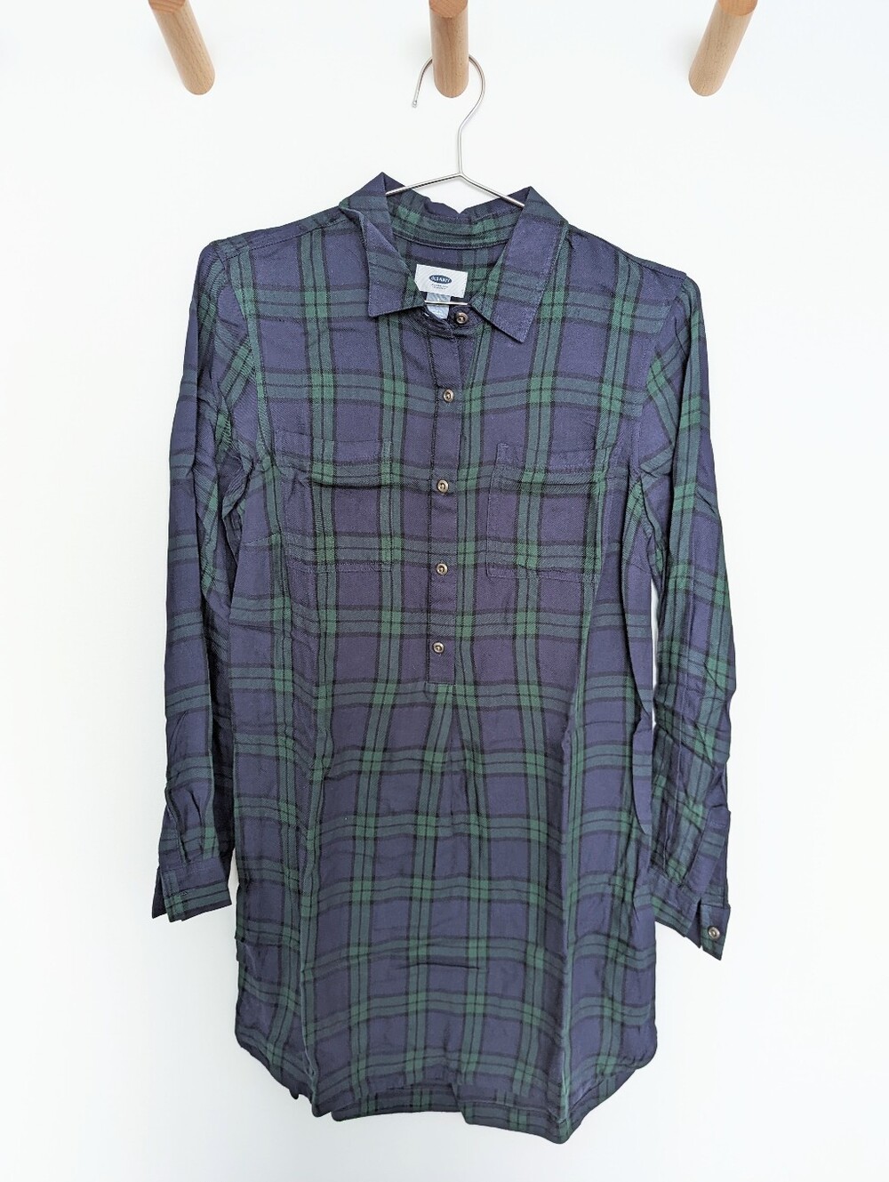 Old Navy Plaid Shirt Dress, Blue/Green, Women's S